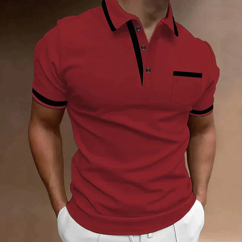 Poloshirt Herren | Brusttasche & Kontrastkragen