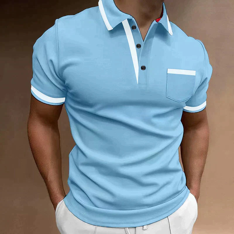 Poloshirt Herren | Brusttasche & Kontrastkragen
