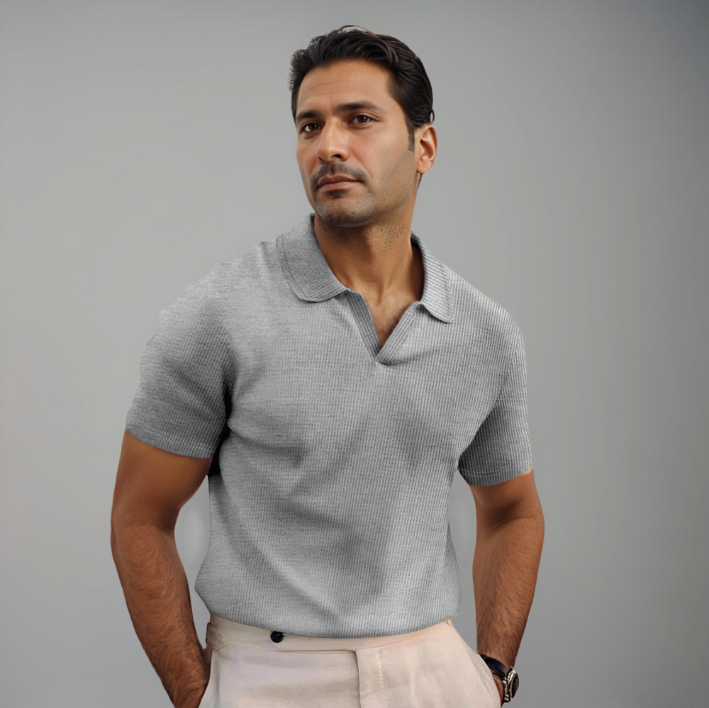 Poloshirt Herren | Struktur-Optik & Offener Kragen