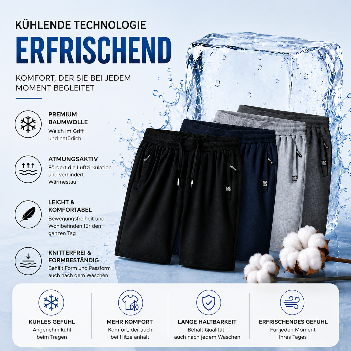 Iron™ Shorts aus Premium-Baumwolle mit kühlender Technologie