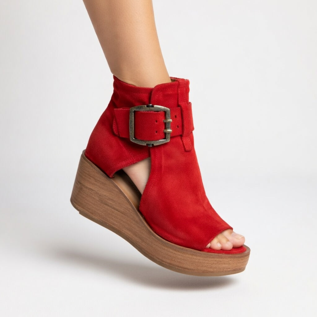 Briseida - Elegante Peep-Toe-Stiefeletten mit Keilabsatz