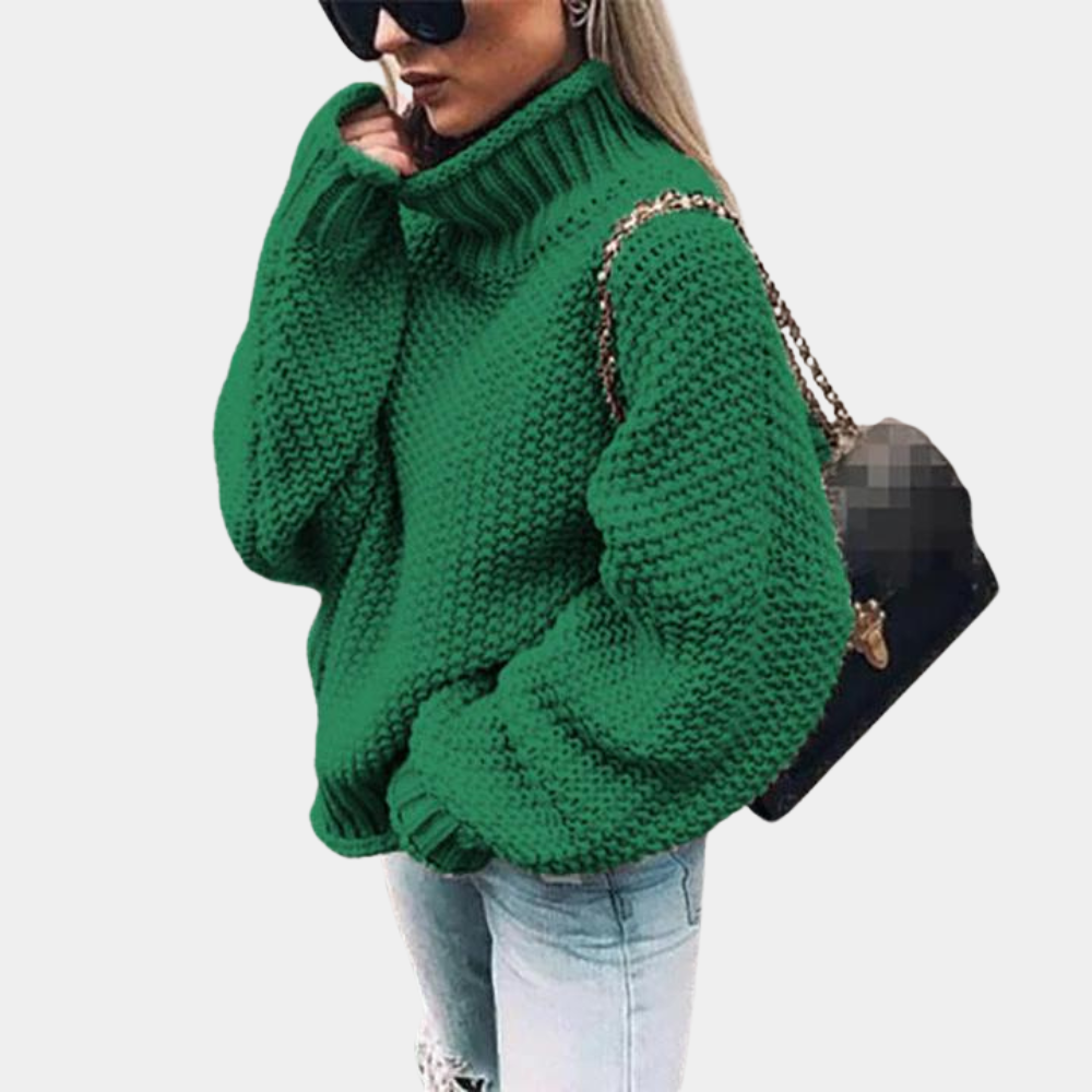 Anna | Damen Oversize-Rollkragenpullover Aus Grobem Strick