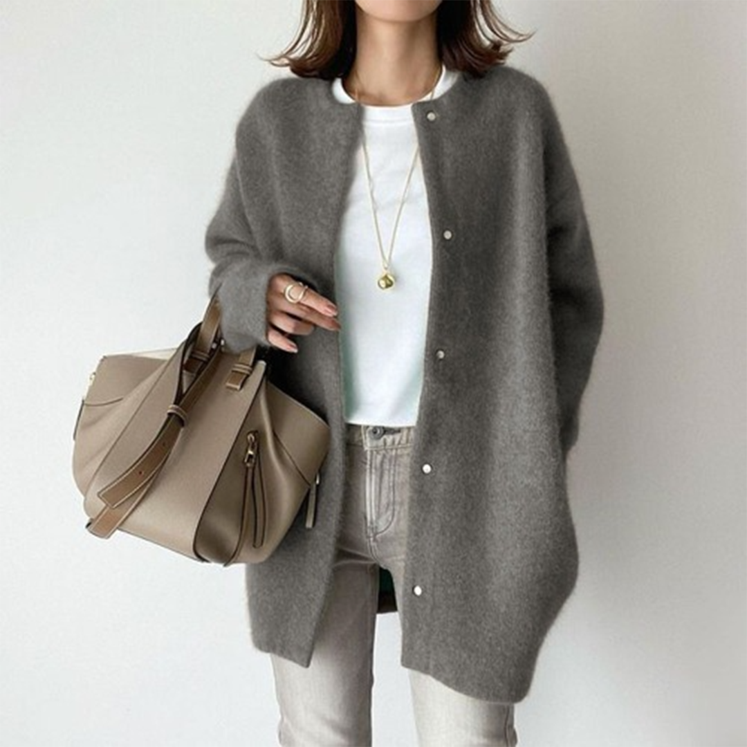 Strickjacke Damen Oversize mit Knopfleiste
