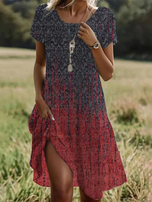 Giovana – Elegantes Midi-Kleid Mit Kurzen Ärmeln