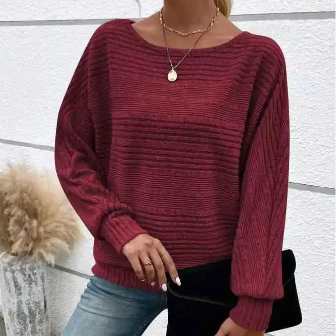 Mirevna™ Strickpullover Mit Strukturierter Optik und Femininem Ausschnitt