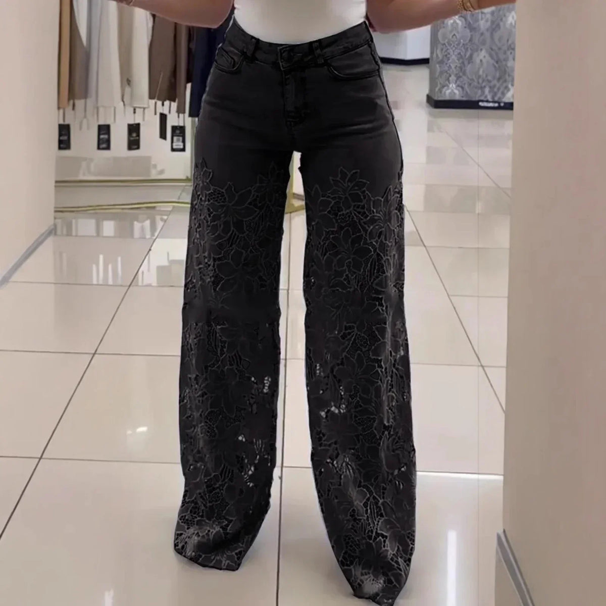 Bethania™ Jeans aus Modernem Denim mit Handgefertigter Blumen-Spitze