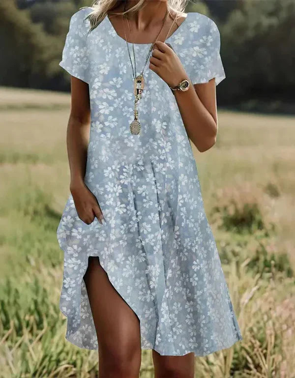 Giovana – Elegantes Midi-Kleid Mit Kurzen Ärmeln