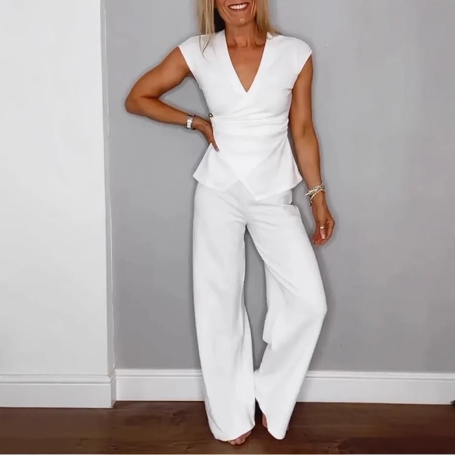Valerisse™ Set mit Überkreuzter Bluse und Palazzo-Hose