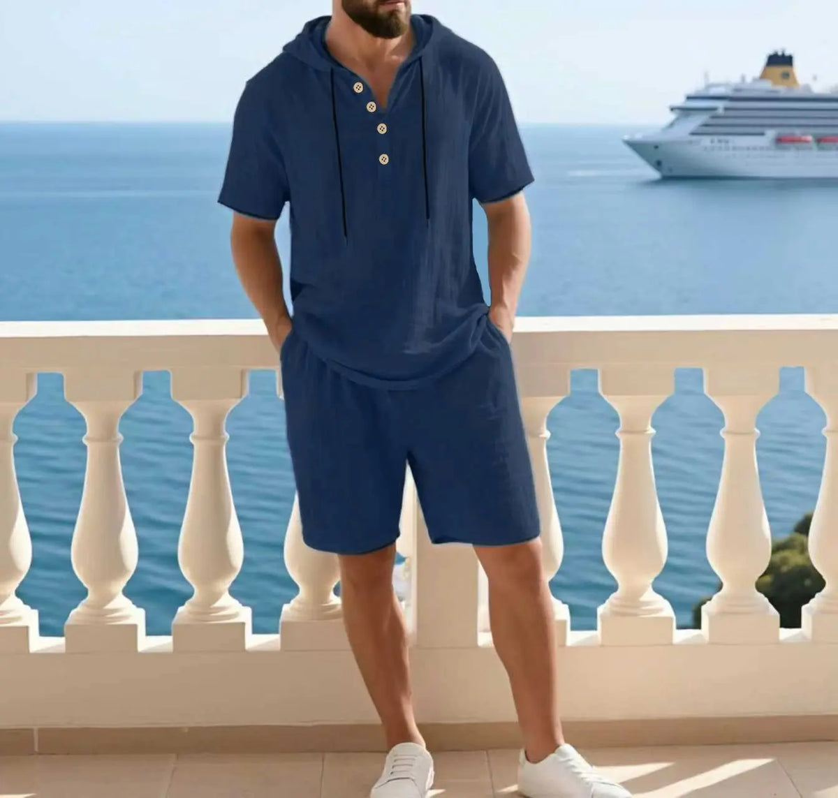 Portofino Coast™ Set Aus Baumwoll-Leinen Mit Moderner Kapuzenshirt