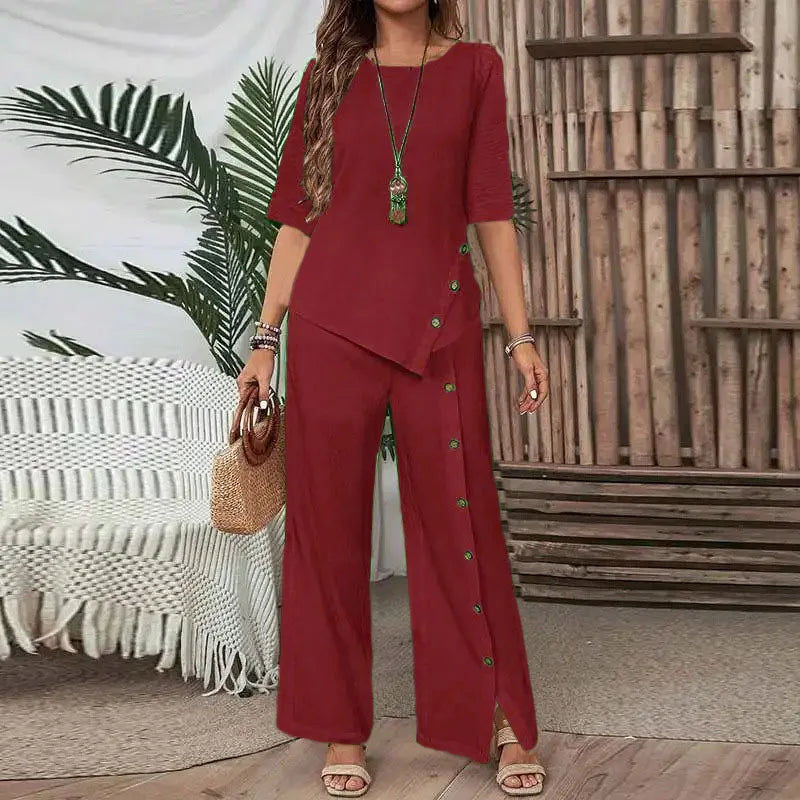 Celinor™ Set Mit Fließender Bluse und Marlenehose
