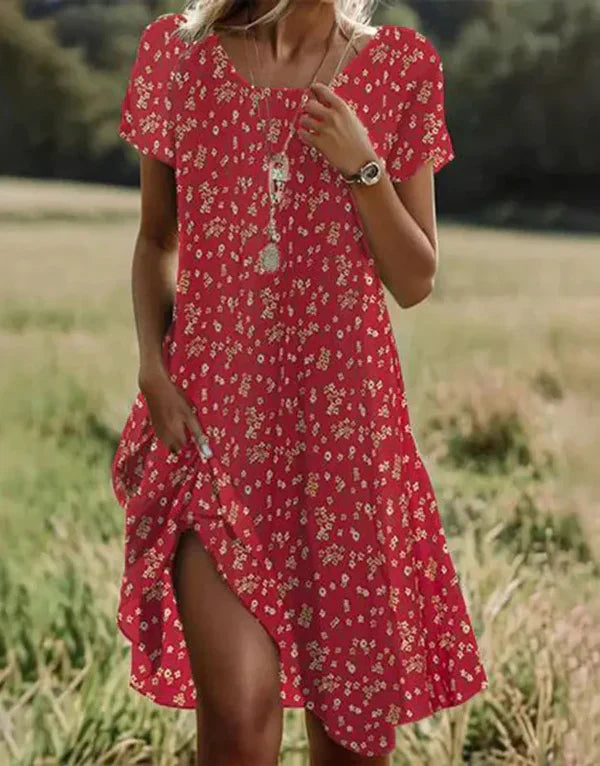 Giovana – Elegantes Midi-Kleid Mit Kurzen Ärmeln