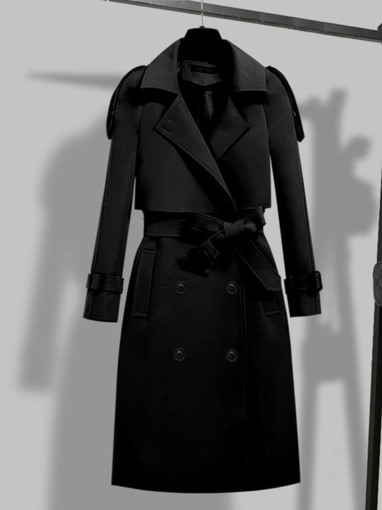 Jana | Damen Moderner Trenchcoat mit Gürtel und Schal
