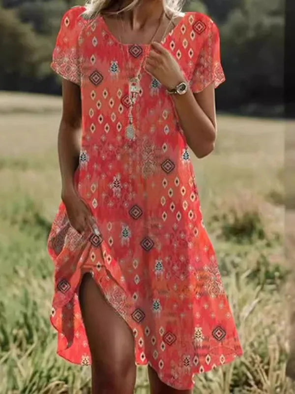 Giovana – Elegantes Midi-Kleid Mit Kurzen Ärmeln