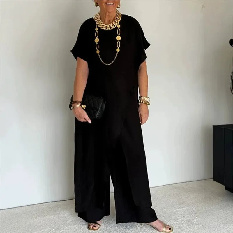 Aurenya™ Set Mit Asymmetrischer Tunika und Fließender Pantalonhose