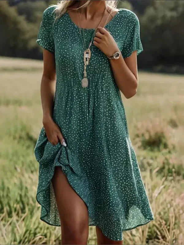 Giovana – Elegantes Midi-Kleid Mit Kurzen Ärmeln