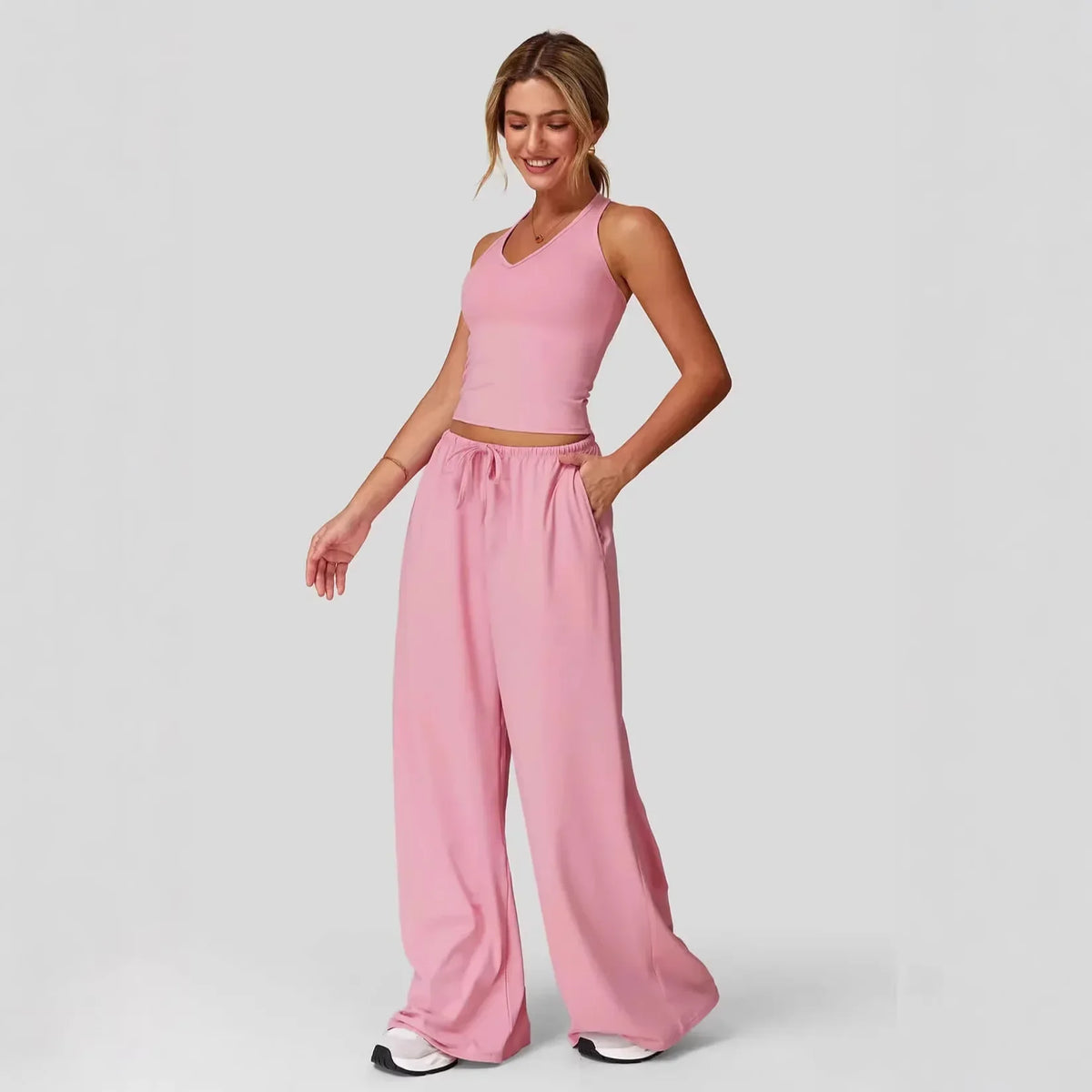Lunary™ Set Mit Minimalistischem Top und Fließender Pantalonhose