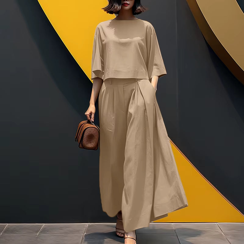 Sofia™ Set mit Lockerer Cropped-Bluse und High-Waist Culotte