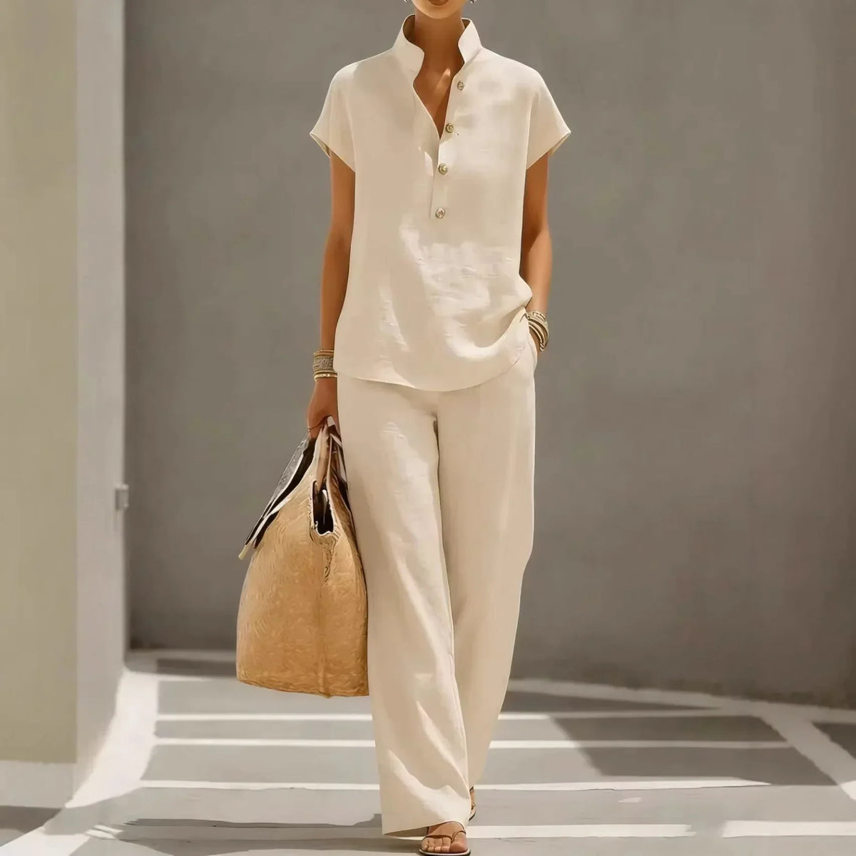 Marelisse™ Set aus leichtem und atmungsaktivem Stoff mit lockerer Bluse und weiter Hose
