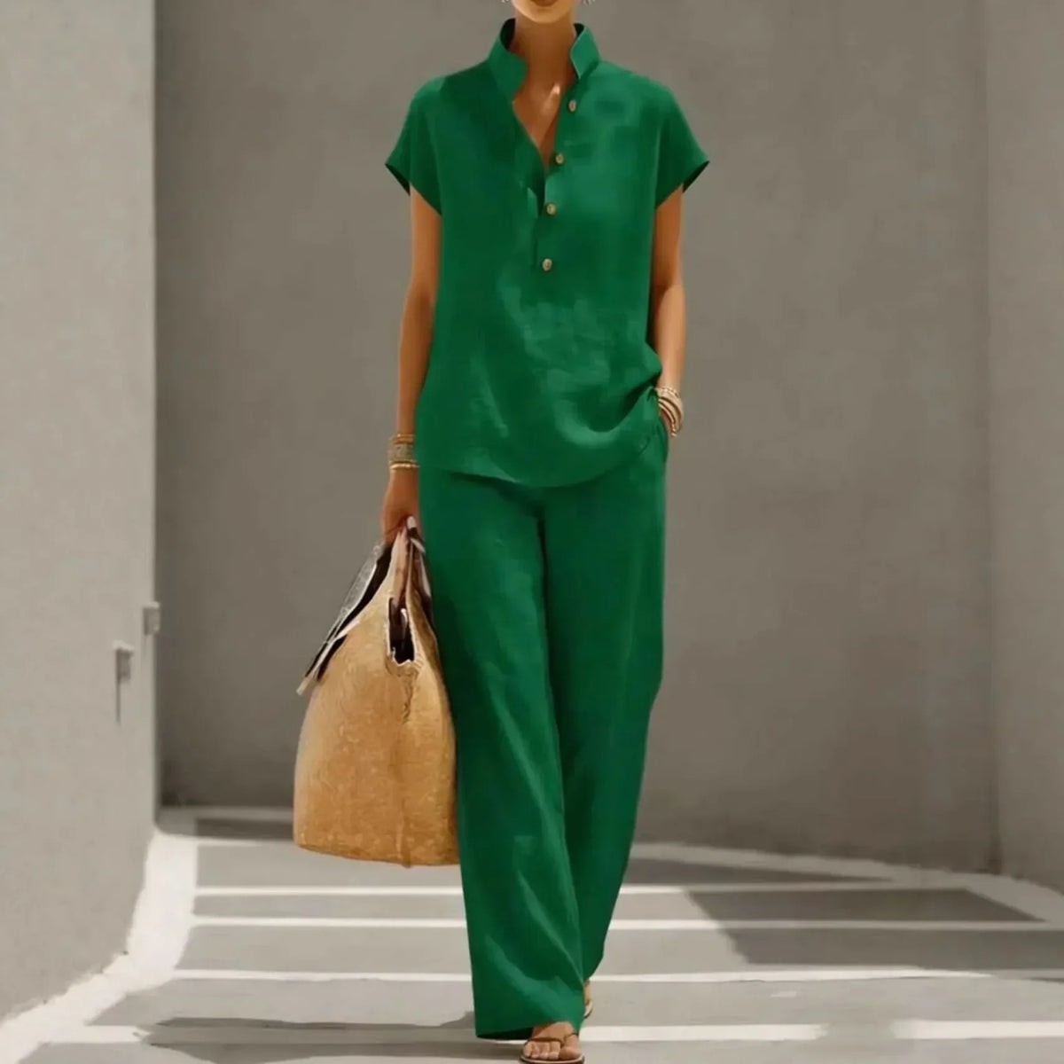 Marelisse™ Set aus leichtem und atmungsaktivem Stoff mit lockerer Bluse und weiter Hose
