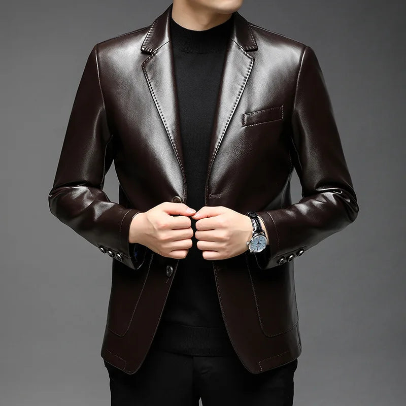 Mikkel™ Lederjacke im Blazer-Stil aus Premium-Leder mit minimalistischem Design