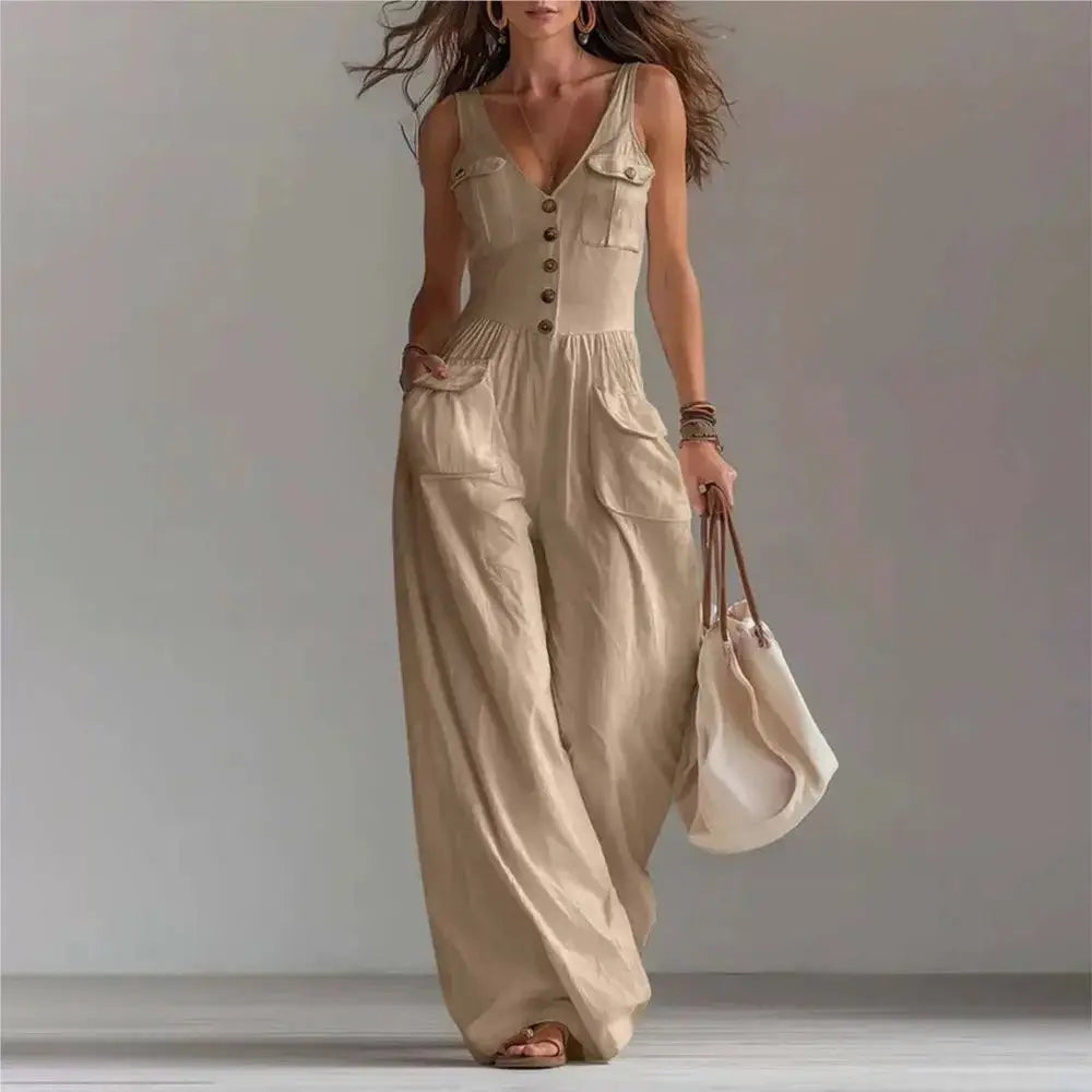 Marvella™ Jumpsuit mit V-Ausschnitt und weitem Bein