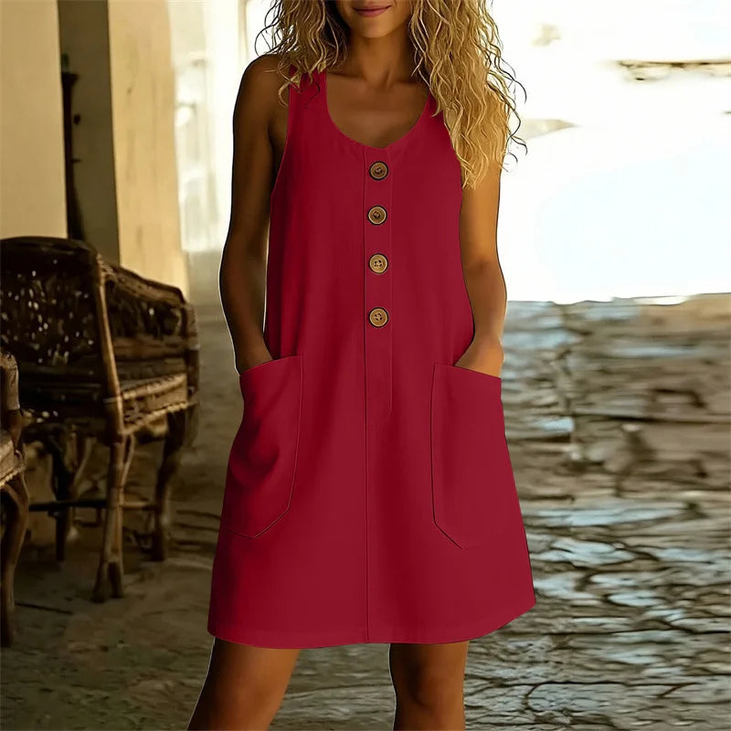 Livora™ Kleid Mit Eleganten Knöpfen Und Fronttaschen