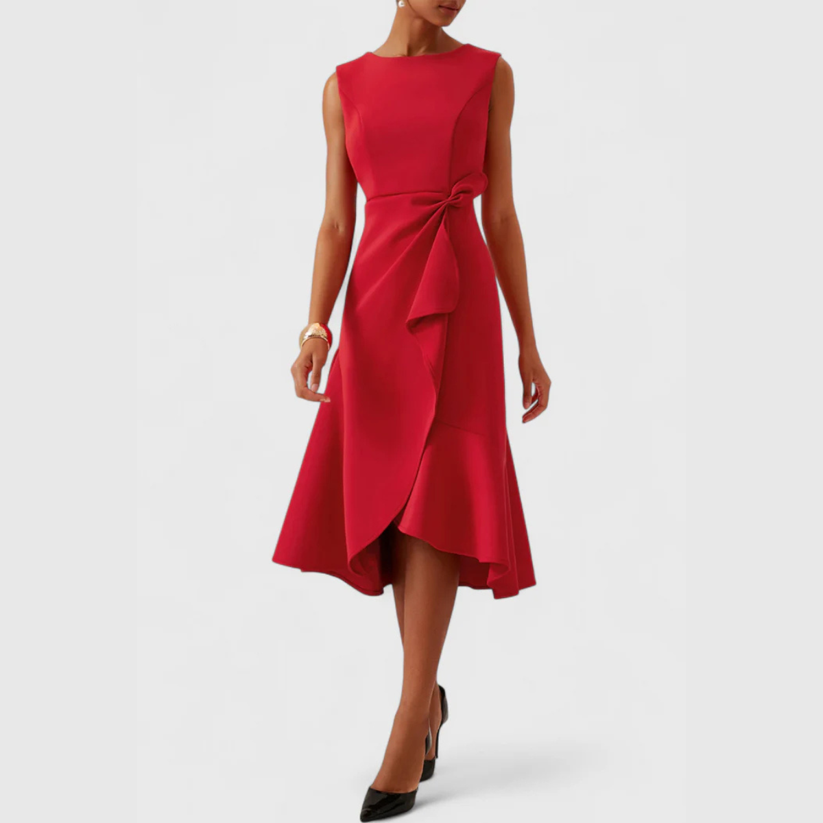 Elfriede | Damen Ärmelloses Midikleid Drapiert Asymmetrisch – Asymm. Midi Drapiert 2026