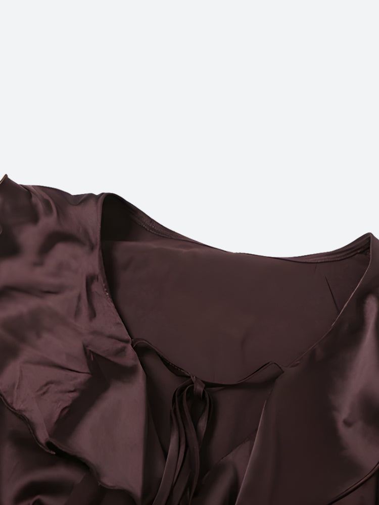 Satin-Rüschen-Minikleid