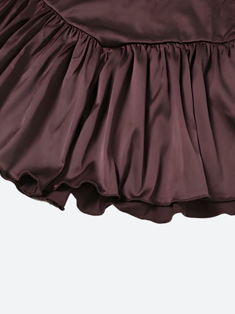 Satin-Rüschen-Minikleid
