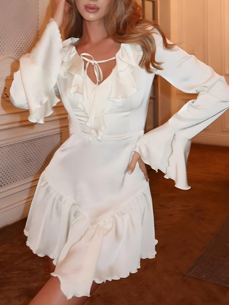 Satin-Rüschen-Minikleid