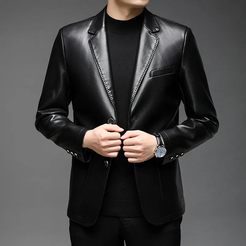 Mikkel™ Lederjacke im Blazer-Stil aus Premium-Leder mit minimalistischem Design