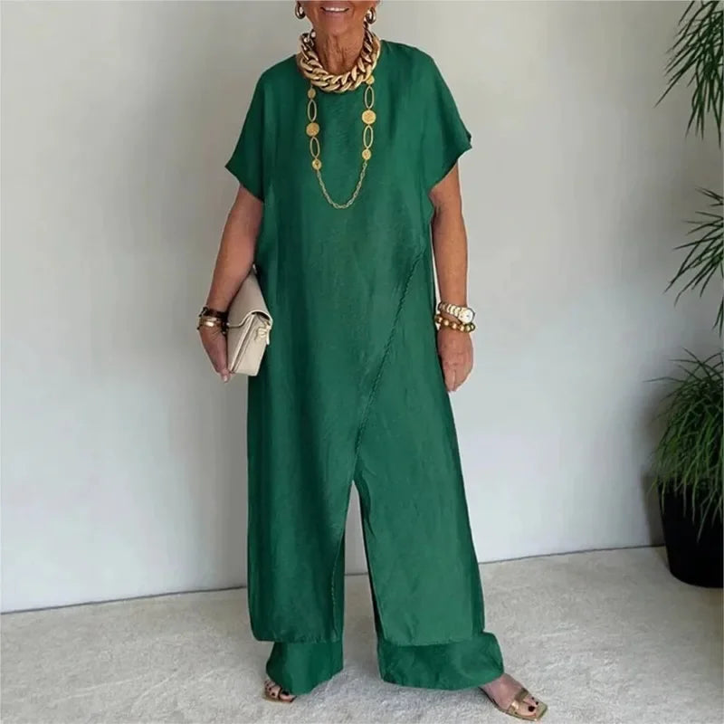 Aurenya™ Set Mit Asymmetrischer Tunika und Fließender Pantalonhose