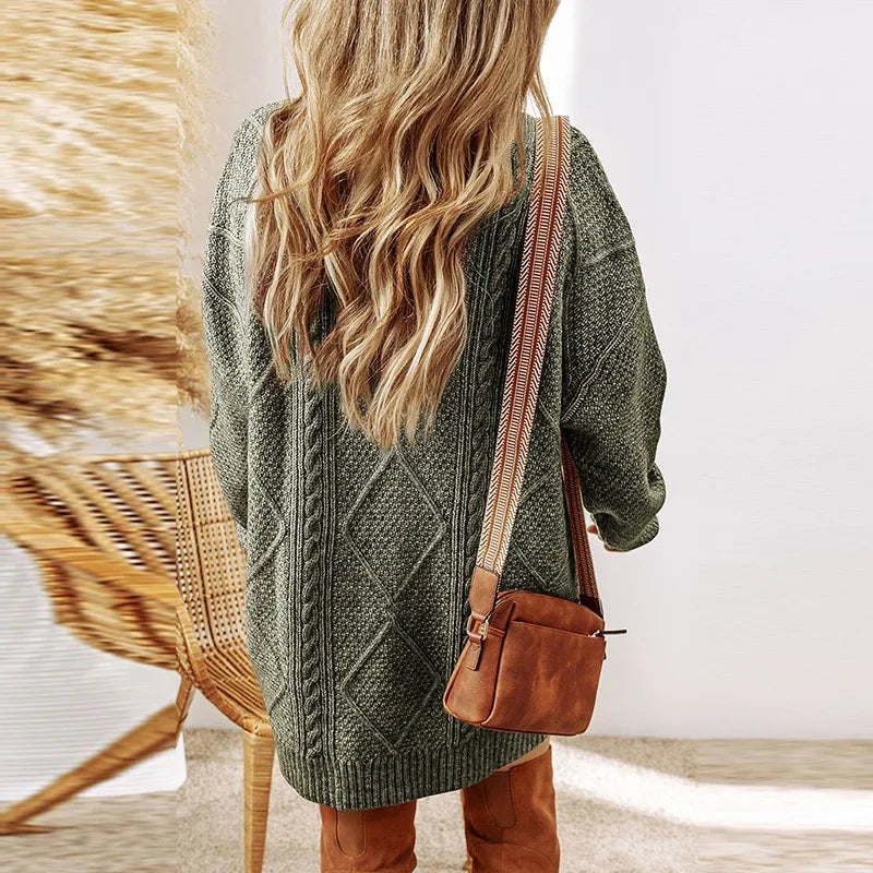 Langer Oversize-Pullover Bellmont™ aus Handgestricktem Garn