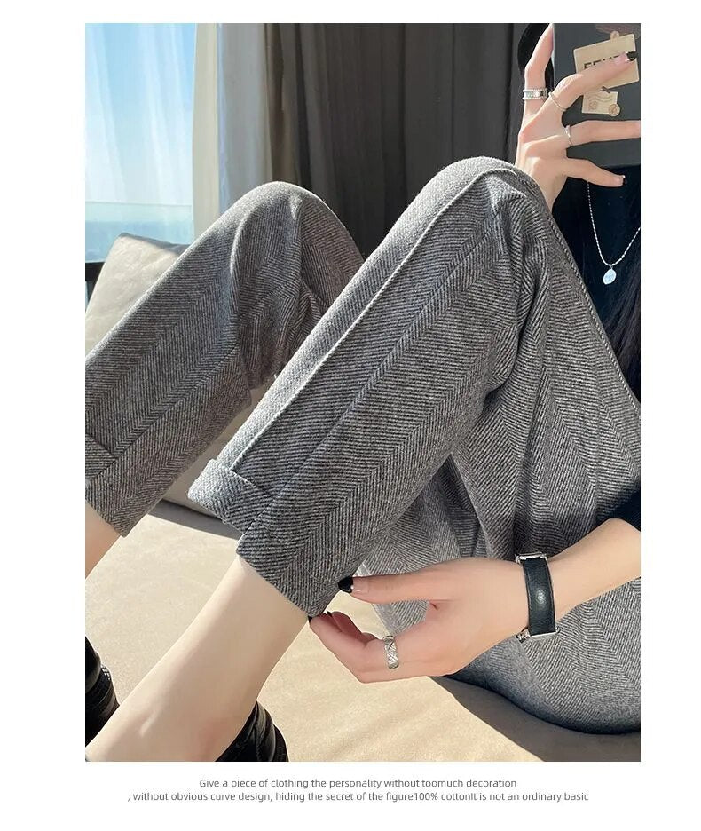 Sarina | Tweed-Bleistifthose mit hoher Taille aus Wolle