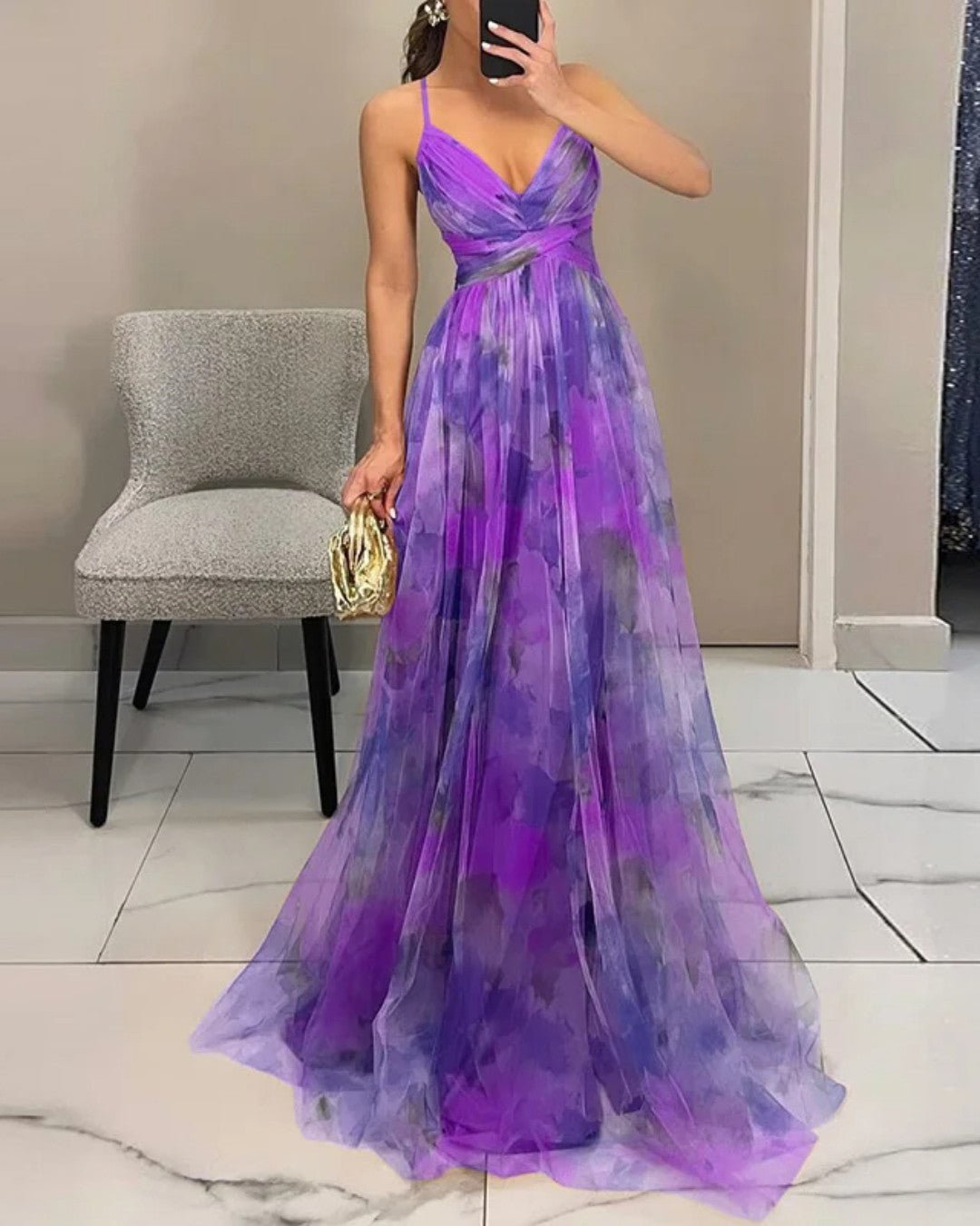 Dinushi - Elegantes Maxikleid Mit Blumenmuster