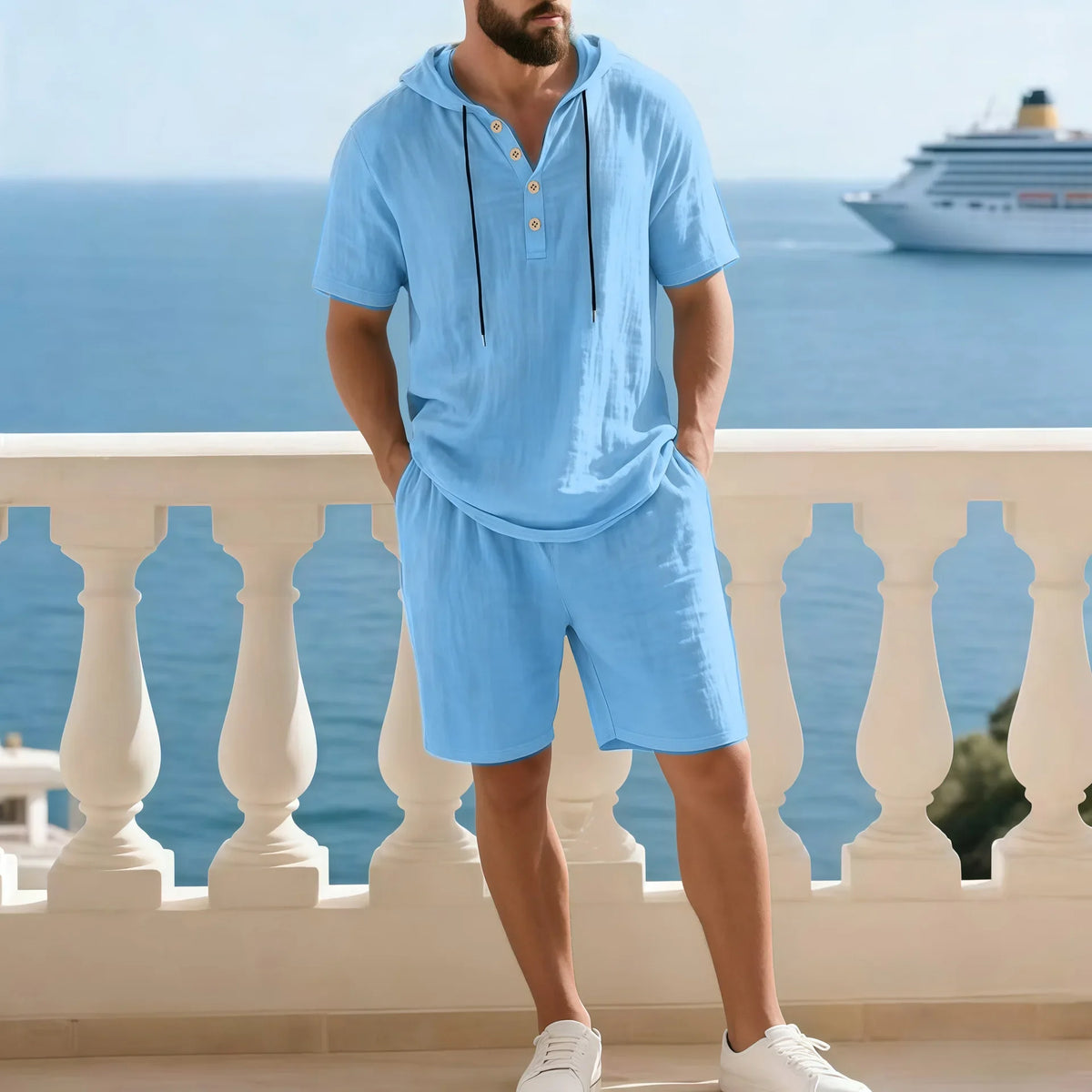 Portofino Coast™ Set Aus Baumwoll-Leinen Mit Moderner Kapuzenshirt