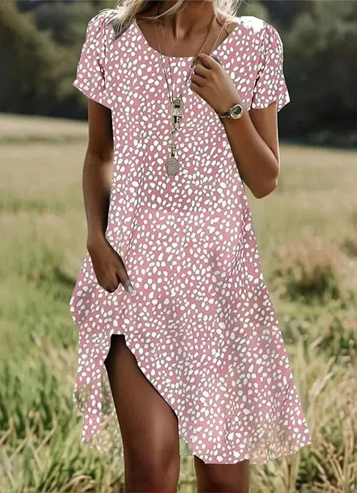 Giovana – Elegantes Midi-Kleid Mit Kurzen Ärmeln