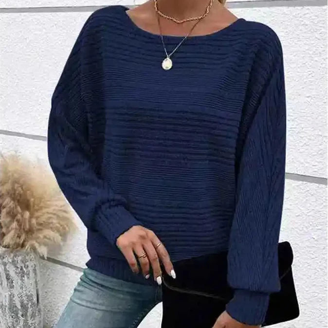 Mirevna™ Strickpullover Mit Strukturierter Optik und Femininem Ausschnitt