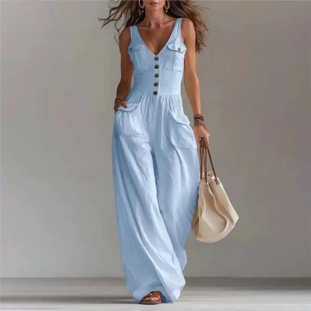 Marvella™ Jumpsuit mit V-Ausschnitt und weitem Bein