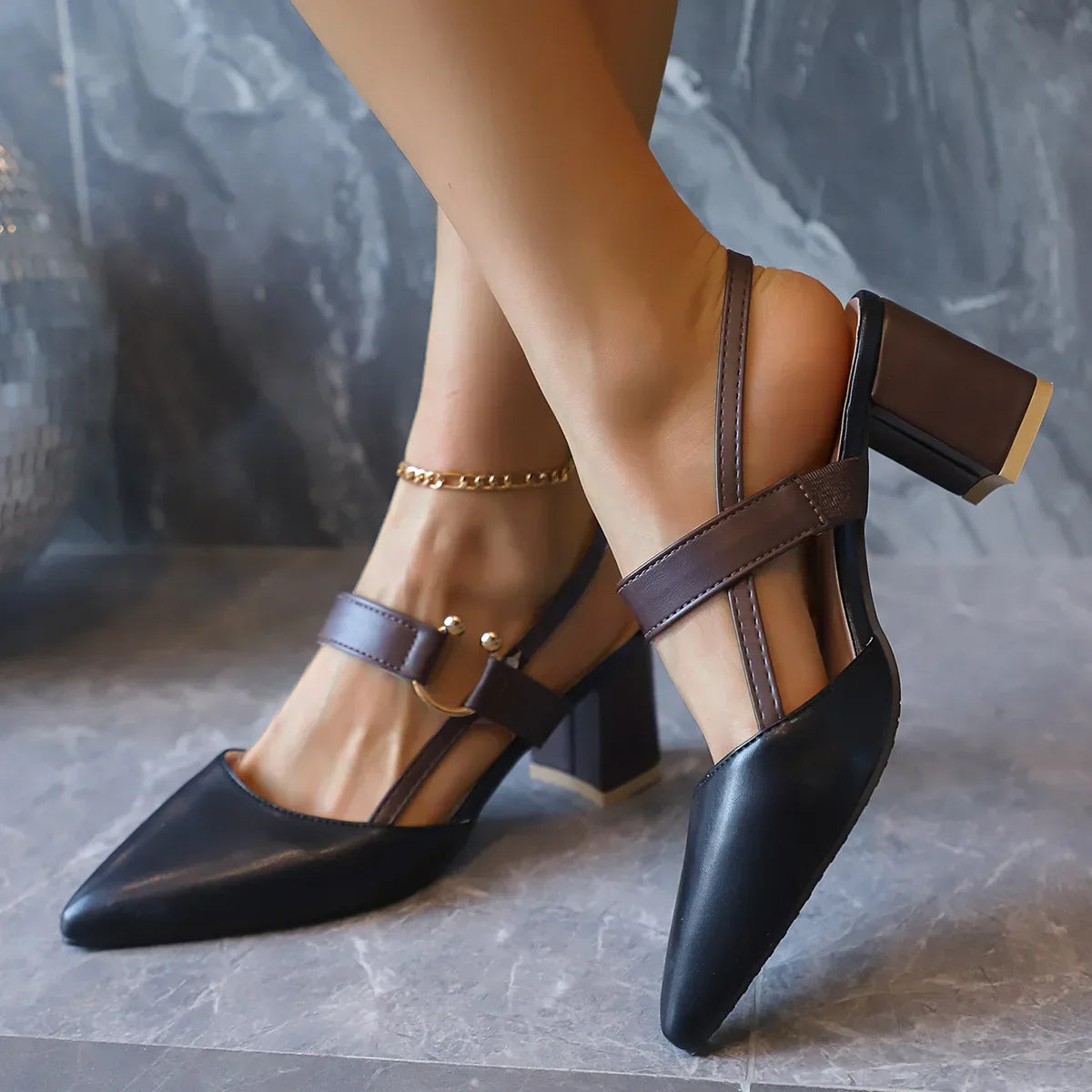Ottilie | Damen Pumps Slingback Blockabsatz Spitze Zehenpartie – Slingback Pumps 2026
