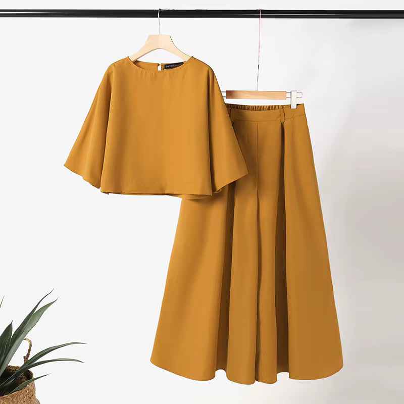 Sofia™ Set mit Lockerer Cropped-Bluse und High-Waist Culotte