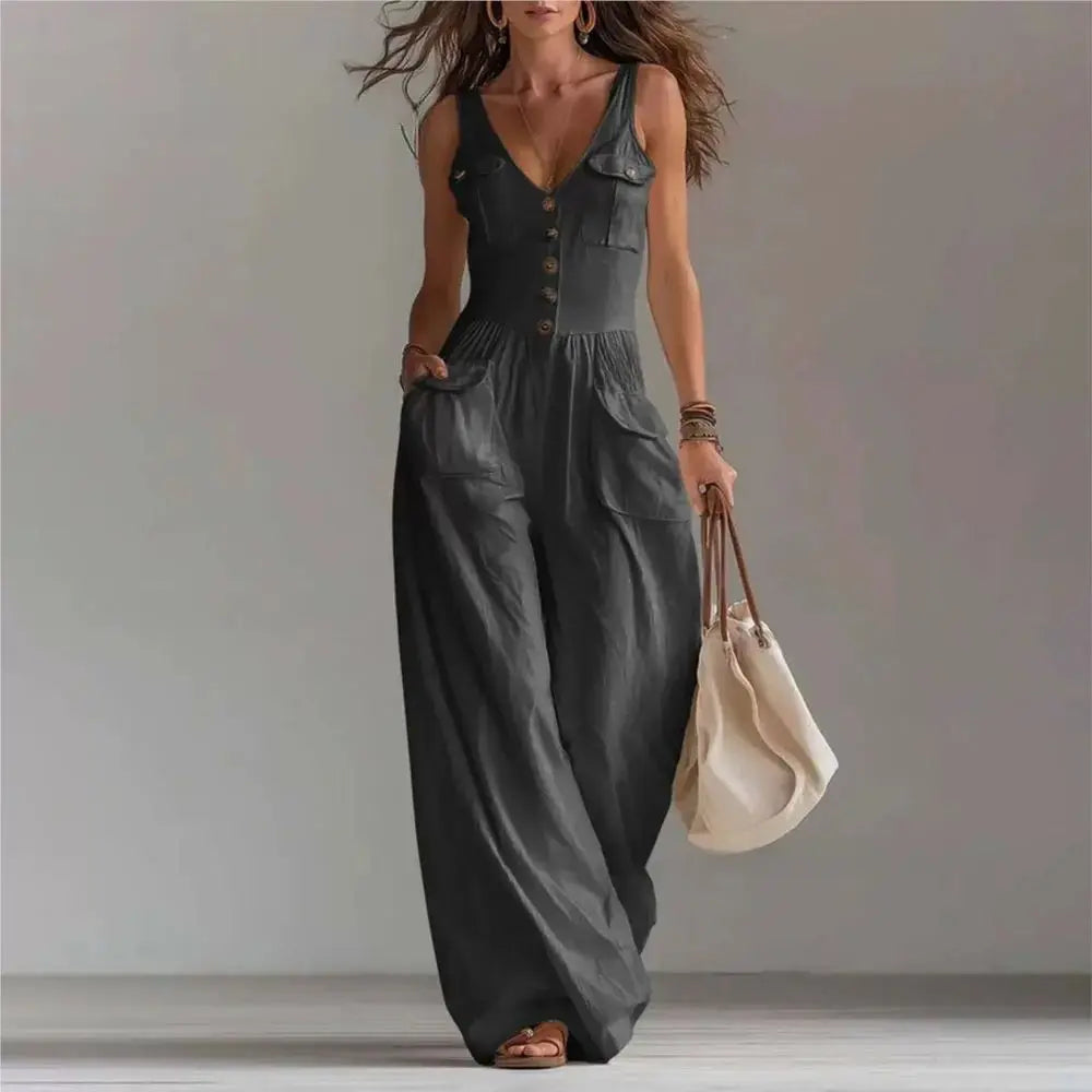 Marvella™ Jumpsuit mit V-Ausschnitt und weitem Bein