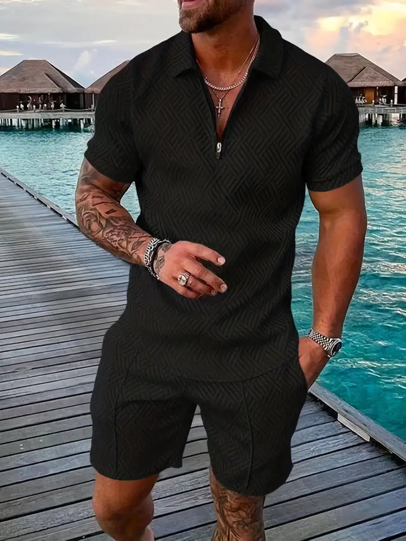 Sommer Set Herren | Polo & Shorts mit Kontrast-Details