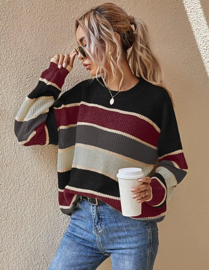 Strickpullover Damen Oversized Gestreift