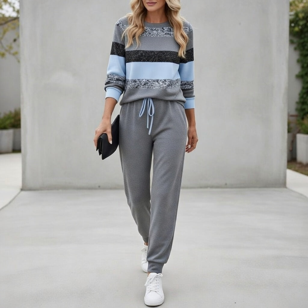 Fabiola - Gestreiftes Soft-Touch-Loungewear-Set