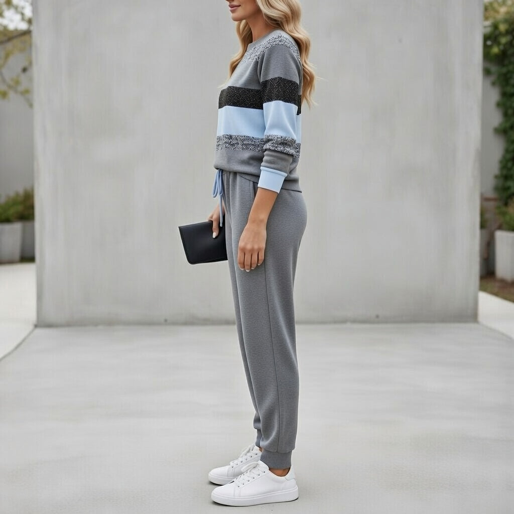 Cora - Gestreiftes Soft-Touch-Set aus Sweatshirt und Jogginghose