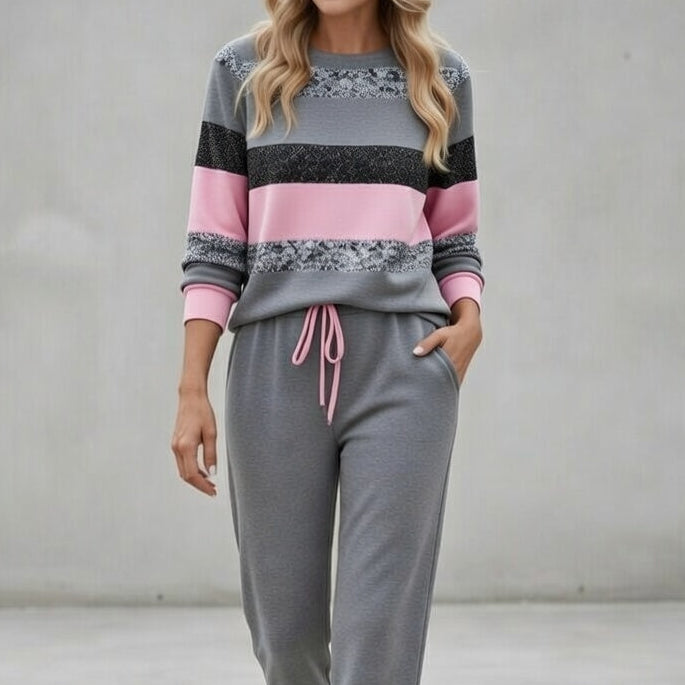 Fabiola - Gestreiftes Soft-Touch-Loungewear-Set