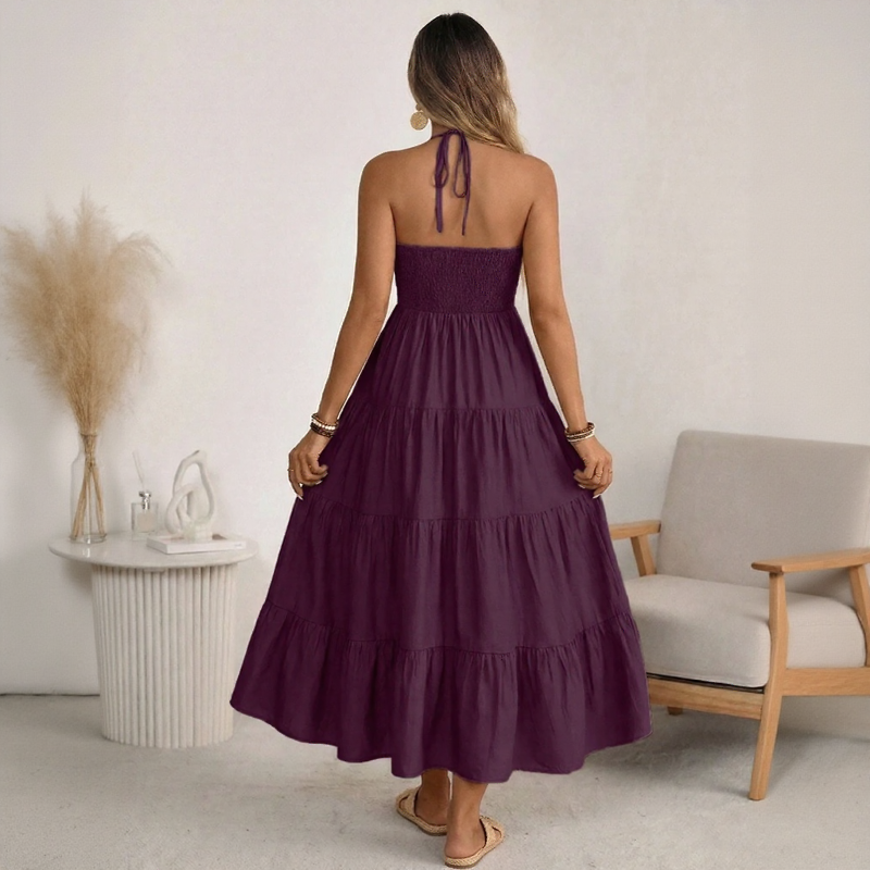 Solara Breeze™ Kleid Mit Halterneck-Ausschnitt und Weitem Stufenrock