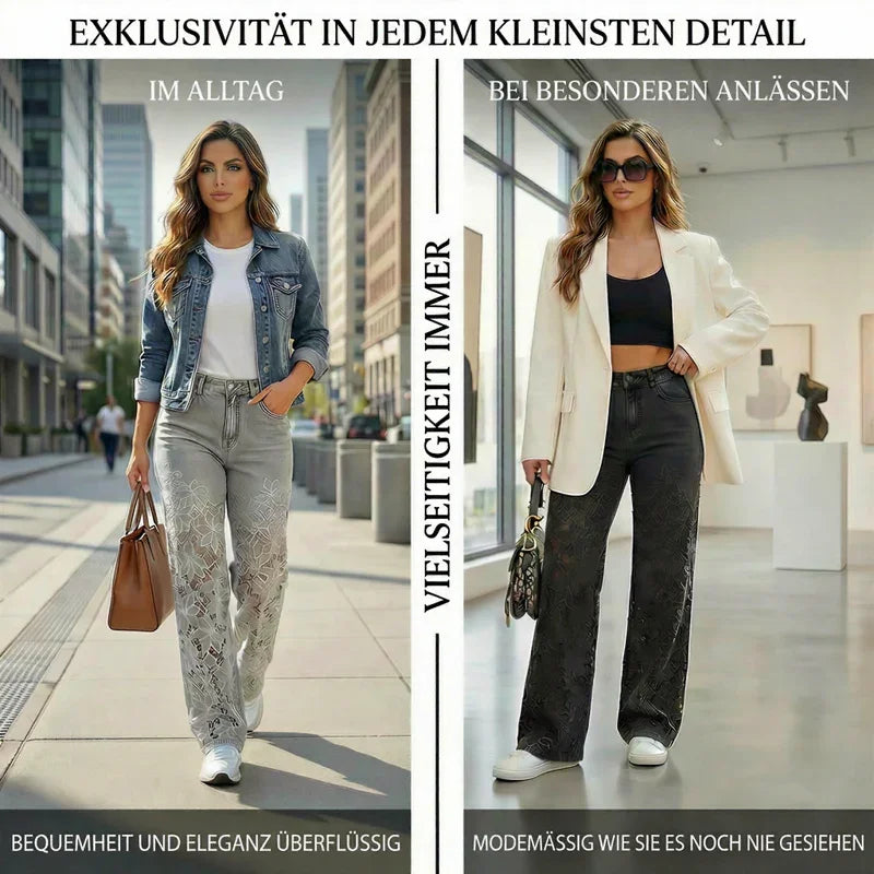 Bethania™ Jeans aus Modernem Denim mit Handgefertigter Blumen-Spitze