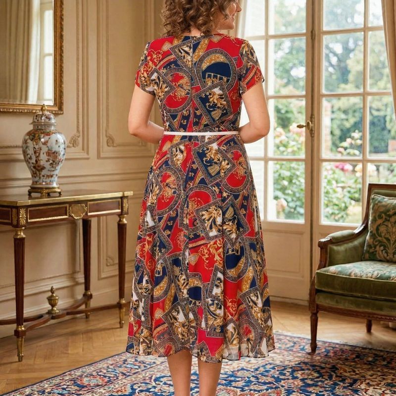 Malta™ Midikleid mit Barock-Print + Gratisgürtel